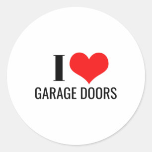 I Love Garage Doors Red Heart Funny Christmas Gift Classic Round Sticker