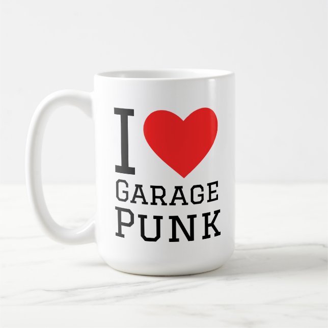 I love garage punk square sticker coffee mug (Left)