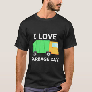 I Love Garbage Day Kids Little Trash Truck Tee For
