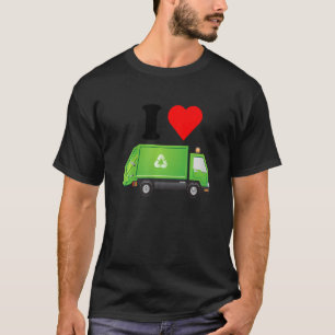 I Love Garbage Truck Recycling Heart Valentines D T-Shirt
