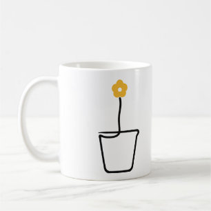 I Love Gardening One Line Art Flower Pot Yellow Bl Coffee Mug