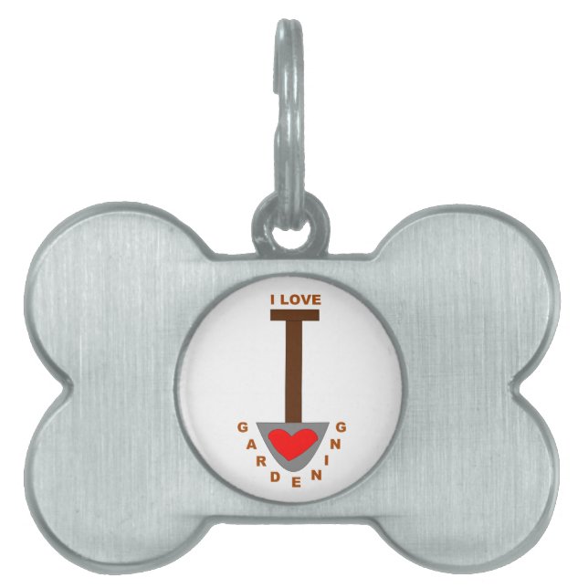 I Love Gardening Spade Pet Tag (Front)