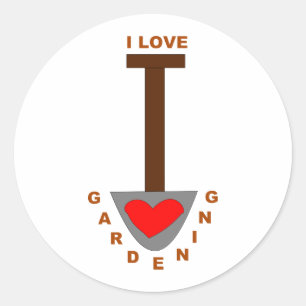 I Love Gardening Spade Stickers