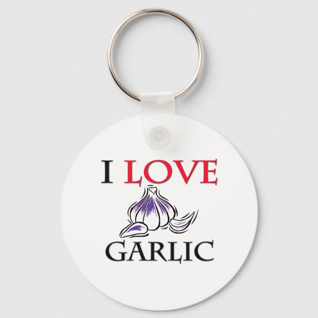 I Love Garlic Key Ring (Front)