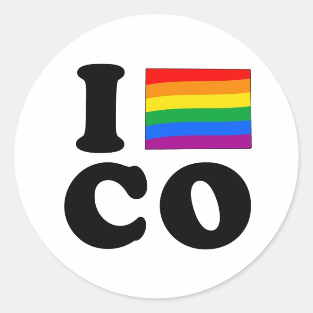 I LOVE GAY COLORADO CLASSIC ROUND STICKER (Front)
