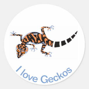 I love GECKOS - Endangered species- Wildlife- Classic Round Sticker