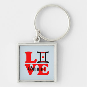 ♊★😍I Love Gemini-Best-Zodiac Sign Premium Key Ring