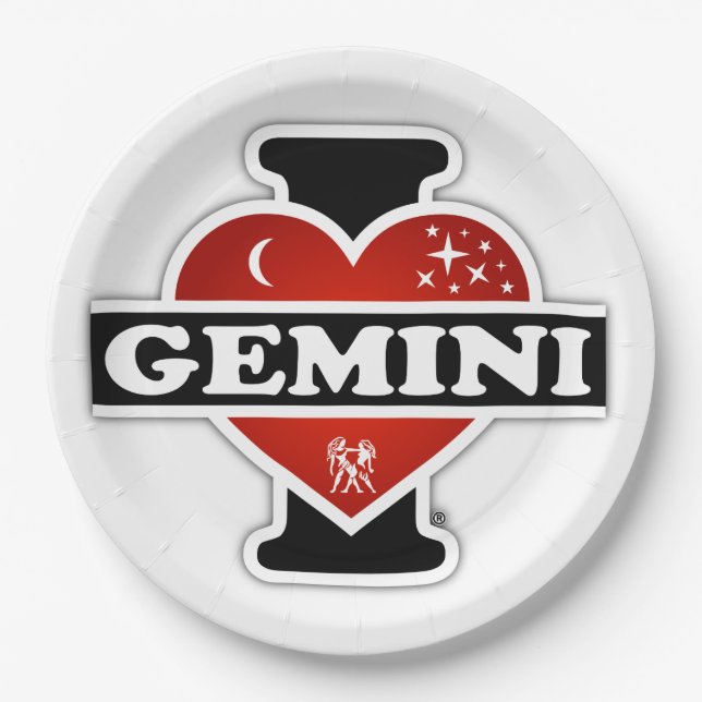 I Love Gemini Paper Plate (Front)