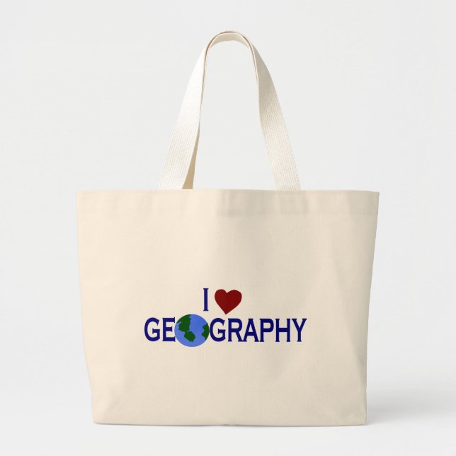 I Love Geography Large Tote Bag (Front)