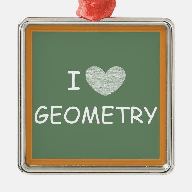 I Love Geometry Metal Tree Decoration (Front)