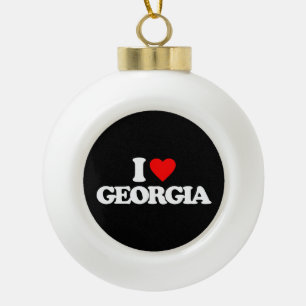 I LOVE GEORGIA CERAMIC BALL CHRISTMAS ORNAMENT