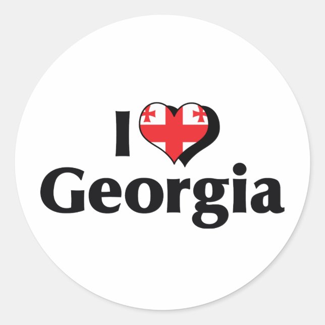 I Love Georgia Flag Classic Round Sticker (Front)