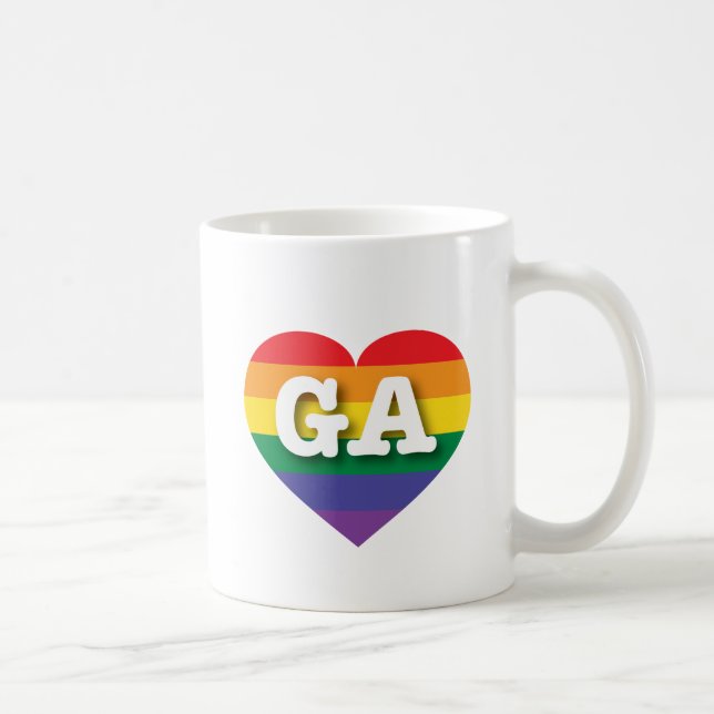 I Love Georgia Rainbow Heart Coffee Mug (Right)