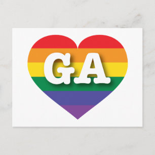 I Love Georgia Rainbow Heart Postcard