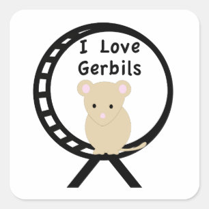 I Love Gerbils Square Sticker