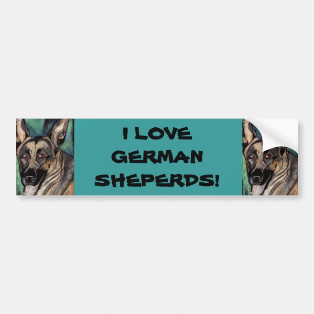I LOVE GERMAN SHEPERDS bumper sticker (Front)