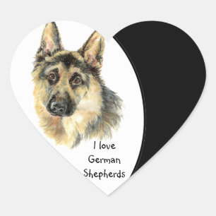 I love German Shepherd Dog, Pet with Heart Sticker