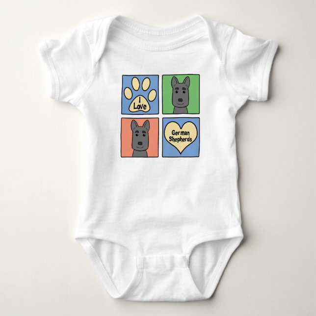 I Love German Shepherds Baby Bodysuit (Front)