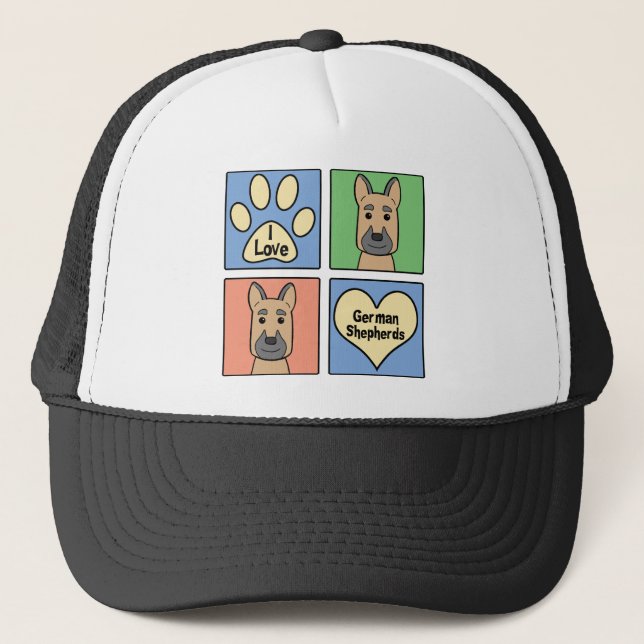 I Love German Shepherds Trucker Hat (Front)