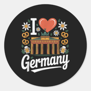 I Love Germany Bratwurst Pretzel Beer Classic Round Sticker