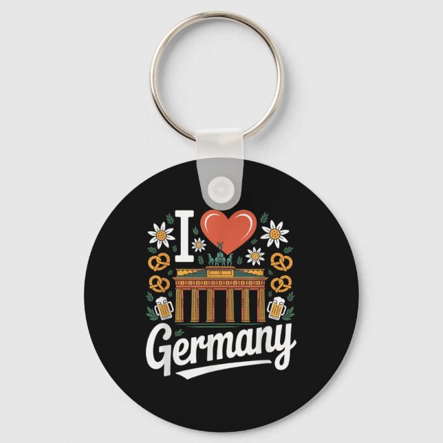I Love Germany Bratwurst Pretzel Beer  Key Ring (Front)