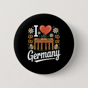 I Love Germany Bratwurst Pretzel Beer Tank Top 6 Cm Round Badge