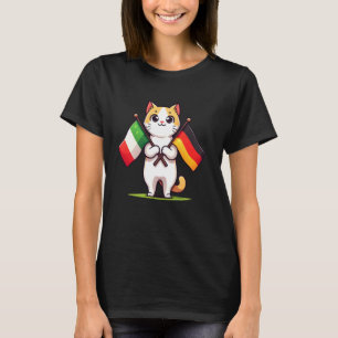 I Love Germany Italy Friendship Flag Cute Cat Germ T-Shirt