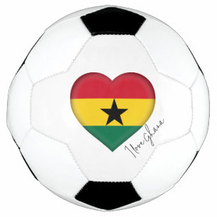 I Love Ghana Flag Colours Heart Soccer Ball
