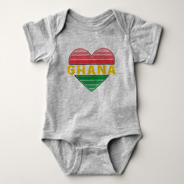 I Love Ghana, Ghanaian Heart Baby Bodysuit (Front)