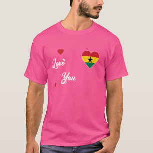 I Love Ghana With Ghanaian Flag In a Heart Ghanaia T-Shirt