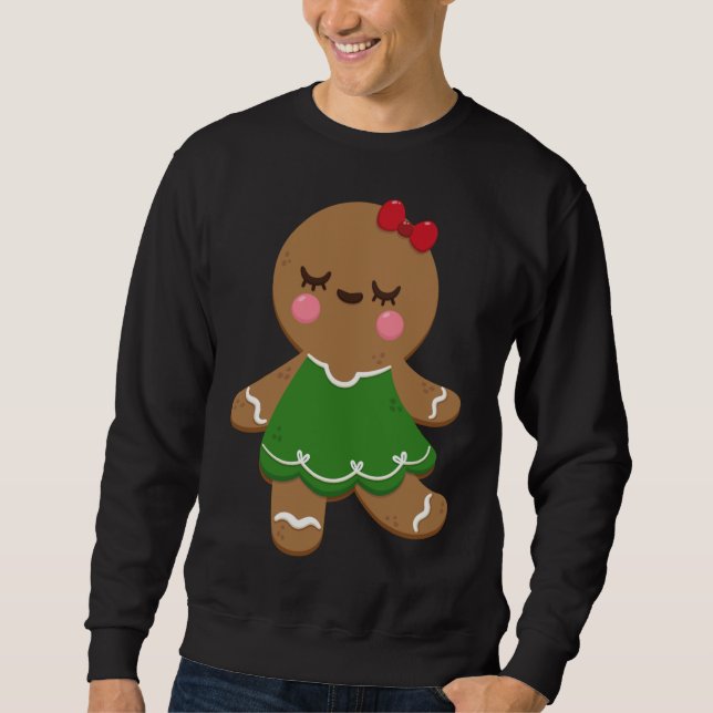 I Love Gingerbread Cookies Girls Christmas ' Holid Sweatshirt (Front)