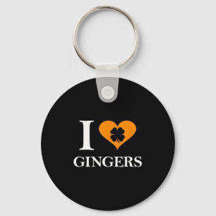 I Love Gingers Heart Shamrock Redhead Lover Shirt  Key Ring