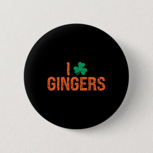 I Love Gingers Redhead Shamrock Clover St. Patrick 6 Cm Round Badge