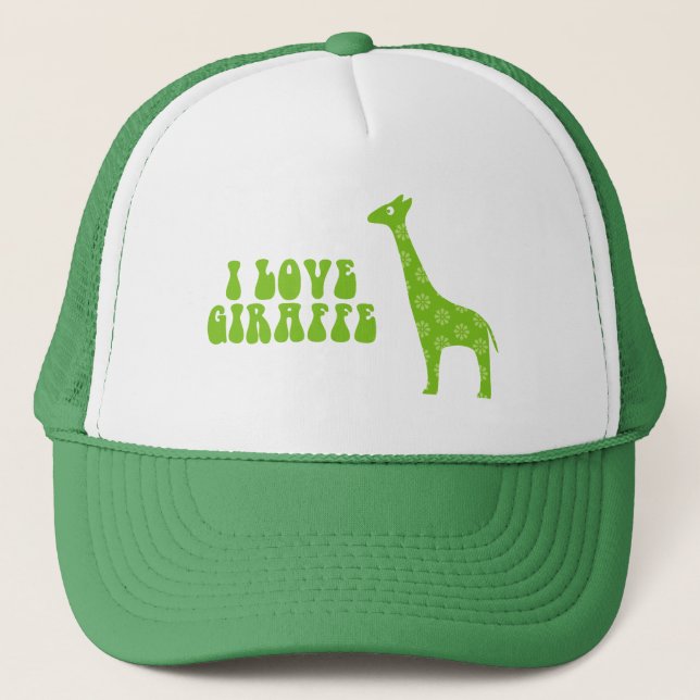 I Love Giraffe (Green) Trucker Hat (Front)