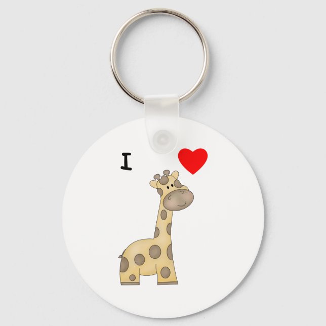 I Love Giraffes (3) Key Ring (Front)