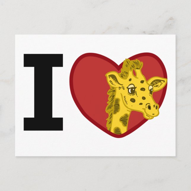 I Love Giraffes Postcard (Front)
