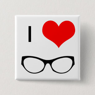 I Love Glasses Button