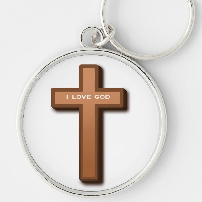 "I LOVE GOD" CROSS KEY RING (Front)