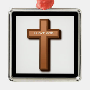 "I LOVE GOD" CROSS METAL TREE DECORATION