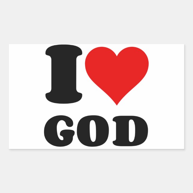 I LOVE GOD RECTANGULAR STICKER (Front)
