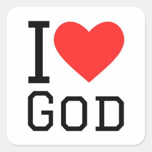 I love god square sticker