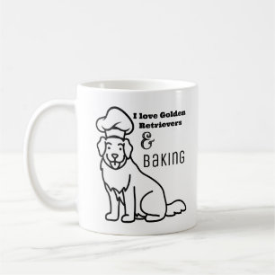 I Love Golden Retrievers and Baking  Line Art Coffee Mug