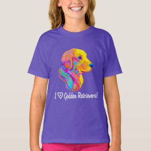 I Love Golden Retrievers in Colours T-Shirt
