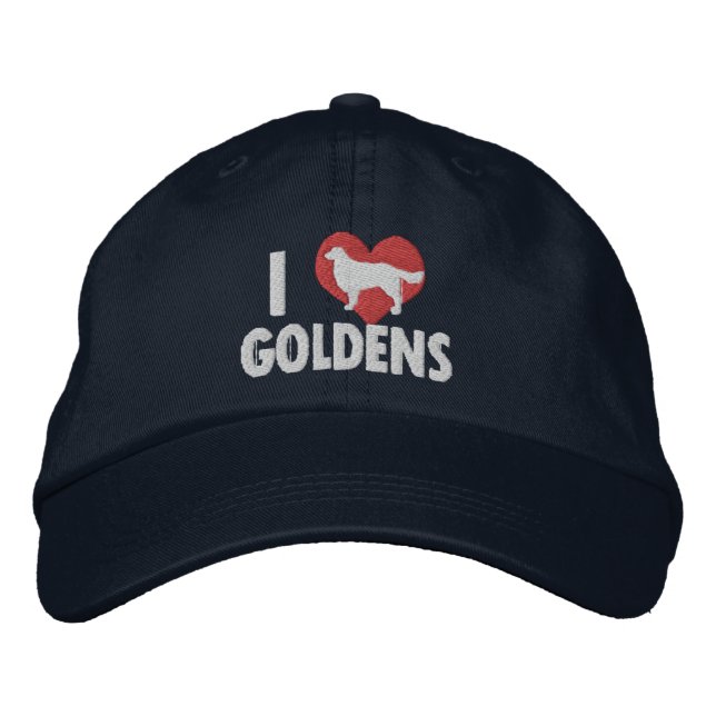 I Love Goldens Dark Embroidered Hat (Front)