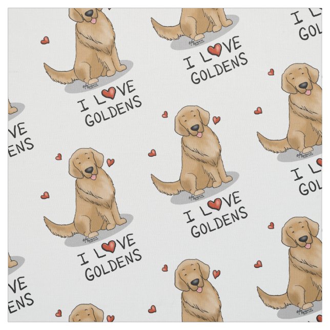 I Love Goldens - I Love Golden Retrievers Fabric (Swatch)
