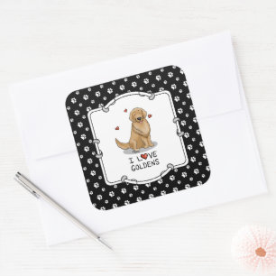 I Love Goldens - I Love Golden Retrievers Square Sticker