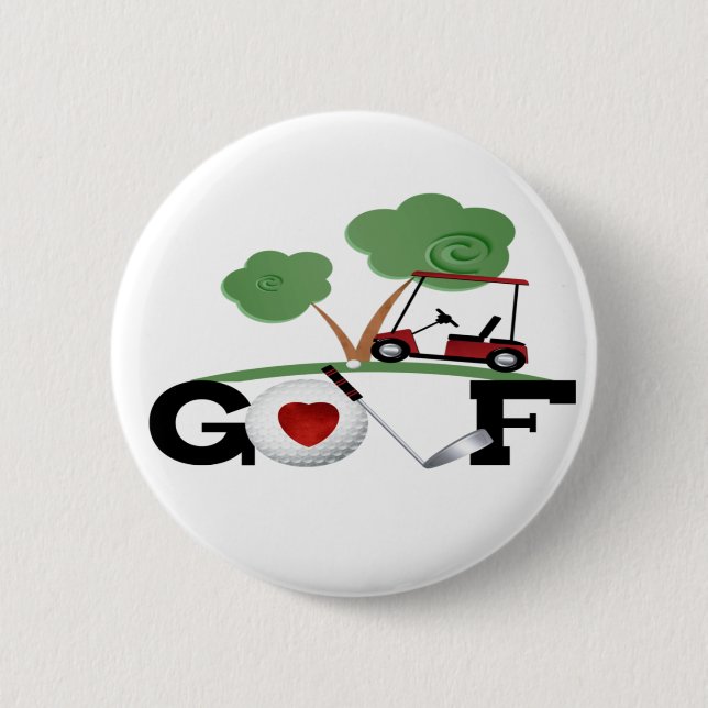I Love Golf 6 Cm Round Badge (Front)