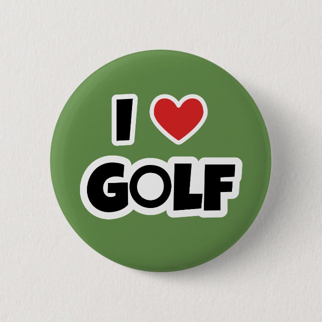I love Golf 6 Cm Round Badge (Front)