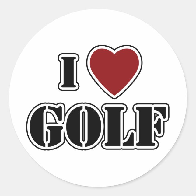 I Love Golf Classic Round Sticker (Front)