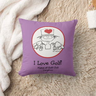 "I Love Golf" Heart Fairy Throw Pillow